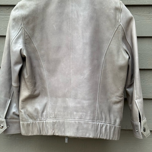 Valette leather jacket gray M Lamb leather!  See pen mark on jacket.  3/4 sleeve - Picture 11 of 13